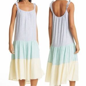 Rails Capri Linen Midi Sun Dress Mixed Rainbow Stripe Size S